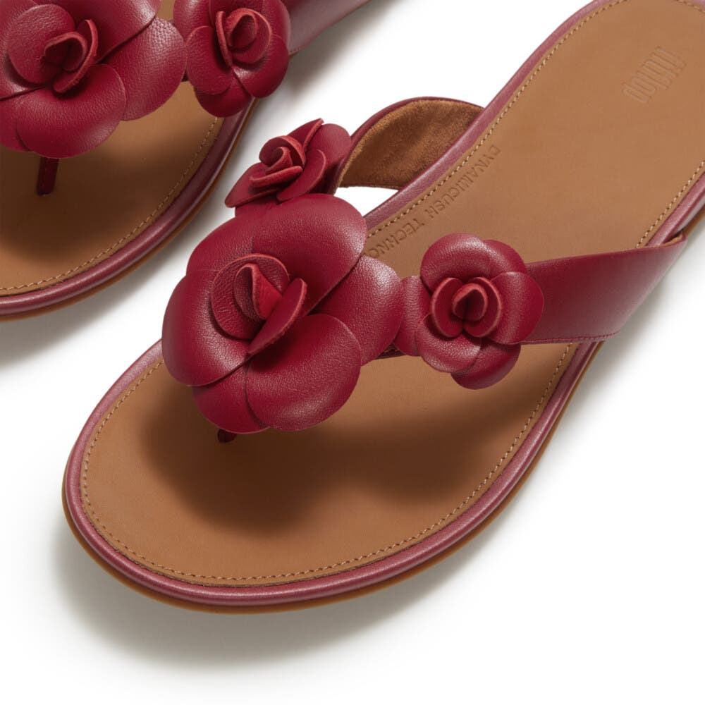 Gracie Flower Flip-Flops, Alternate, color, Burnt Berry
