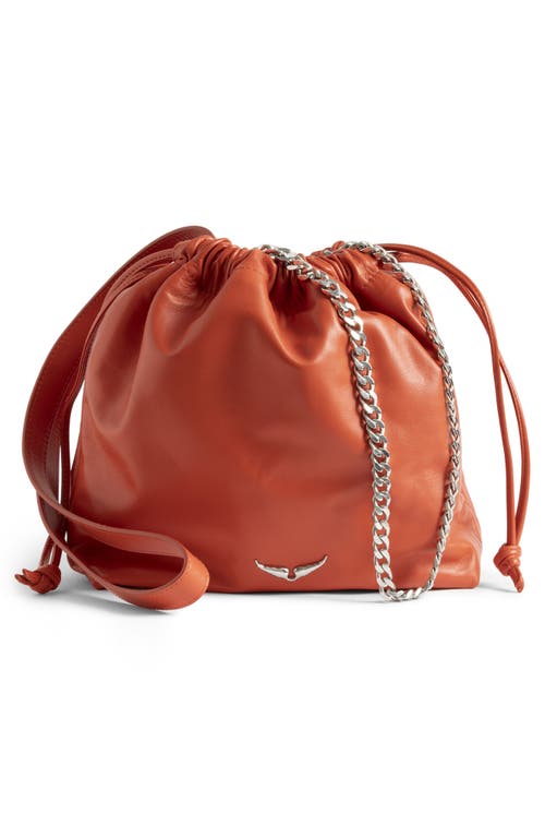 Zadig & Voltaire Rock Today Smooth Lambskin Leather Bucket Bag In Orange