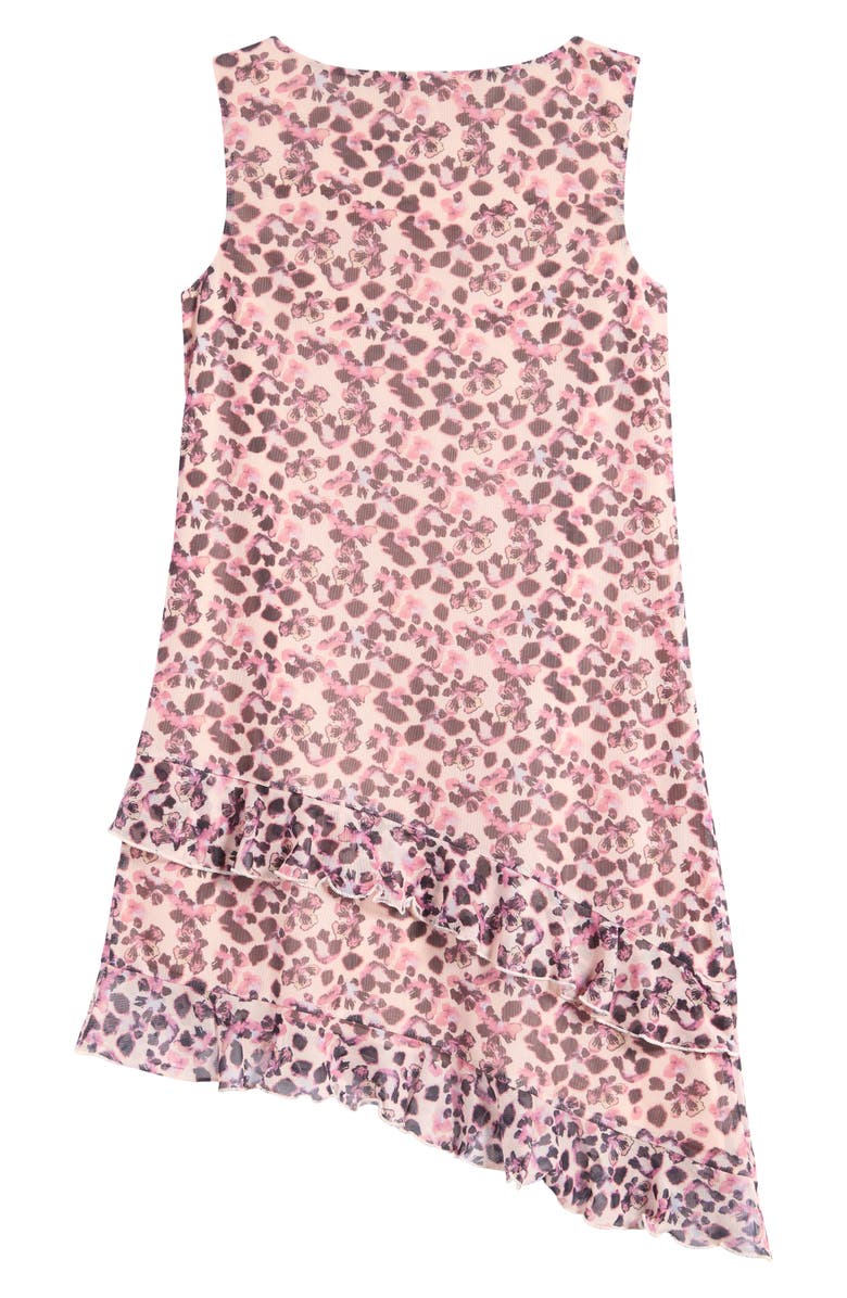 Love, Fire Kids' Ruffle Asymmetric Hem Dress, Alternate, color, Pink Abstract
