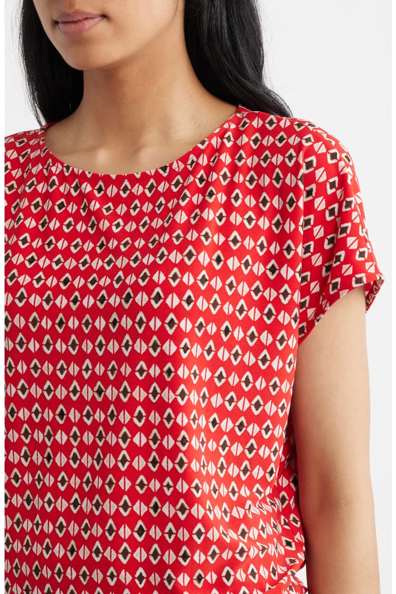 Print Top, Alternate, color, BEGONIA RED