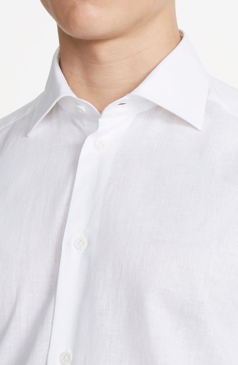 Jack Victor Abbott Contemporary Fit Linen & Cotton Button-Up Shirt, Alternate, color, Ecru