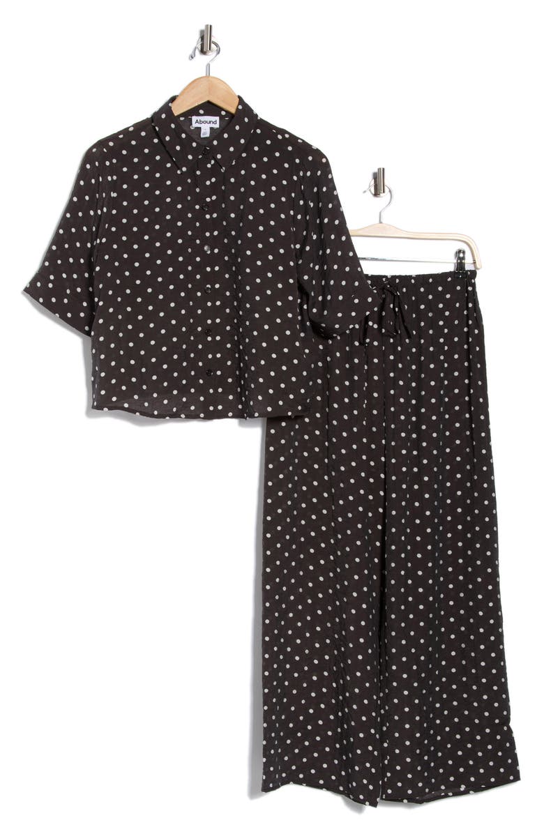 Abound Swim Cover-Up Shirt & Shorts, Alternate, color, Black White Polka Dot