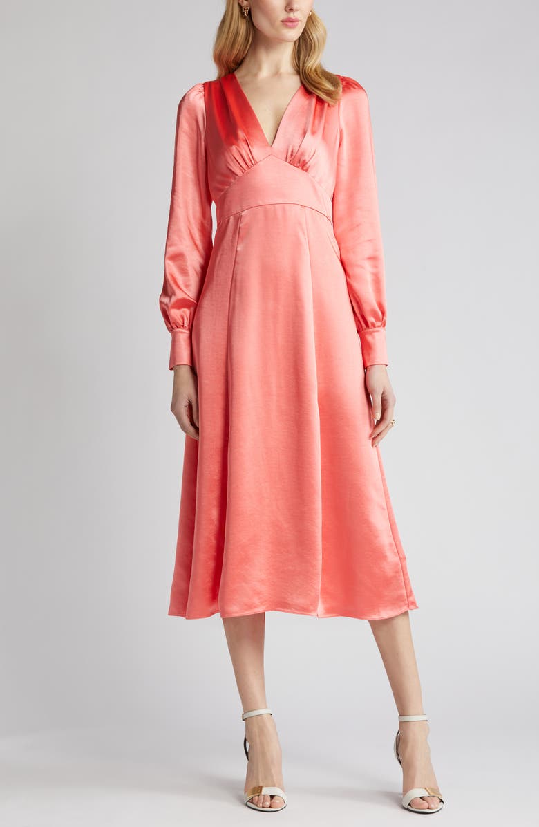 Ted Baker London Daniia Long Sleeve Satin Fit & Flare Dress, Alternate, color,