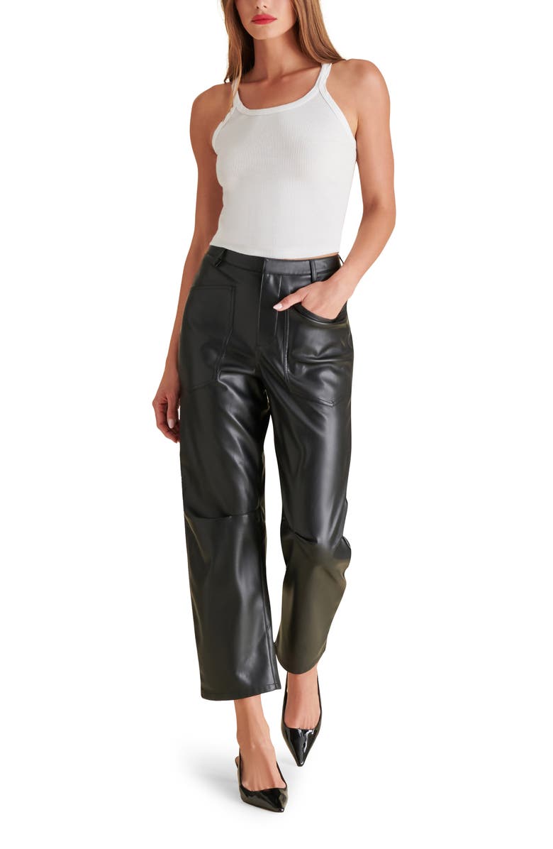 Steve Madden Haniel Faux Leather Barrel Pants, Alternate, color, 