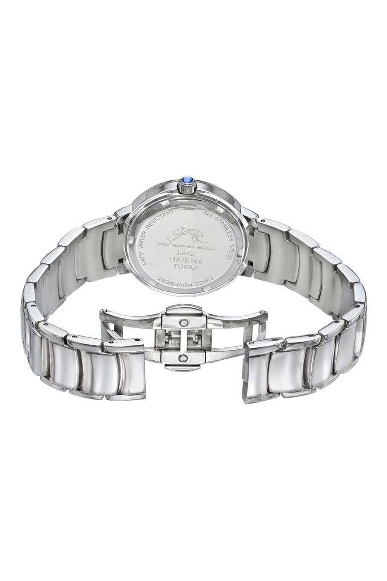 Luna Bracelet Watch, 34mm, Alternate, color, SILVER & WHITE