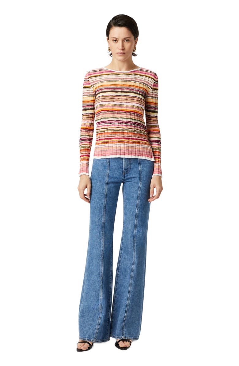 Missoni Striped Cotton And Viscose Ribbed Sweater With Long Sleeves, Alternate, color, Blue