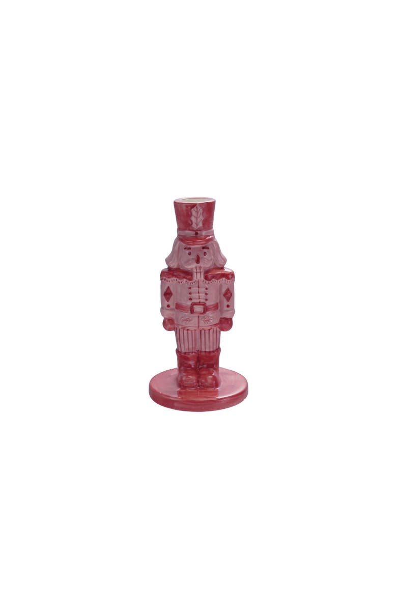 Storied Home Stoneware Nutcracker Taper Holder, Pink and Red, Main, color, Pink