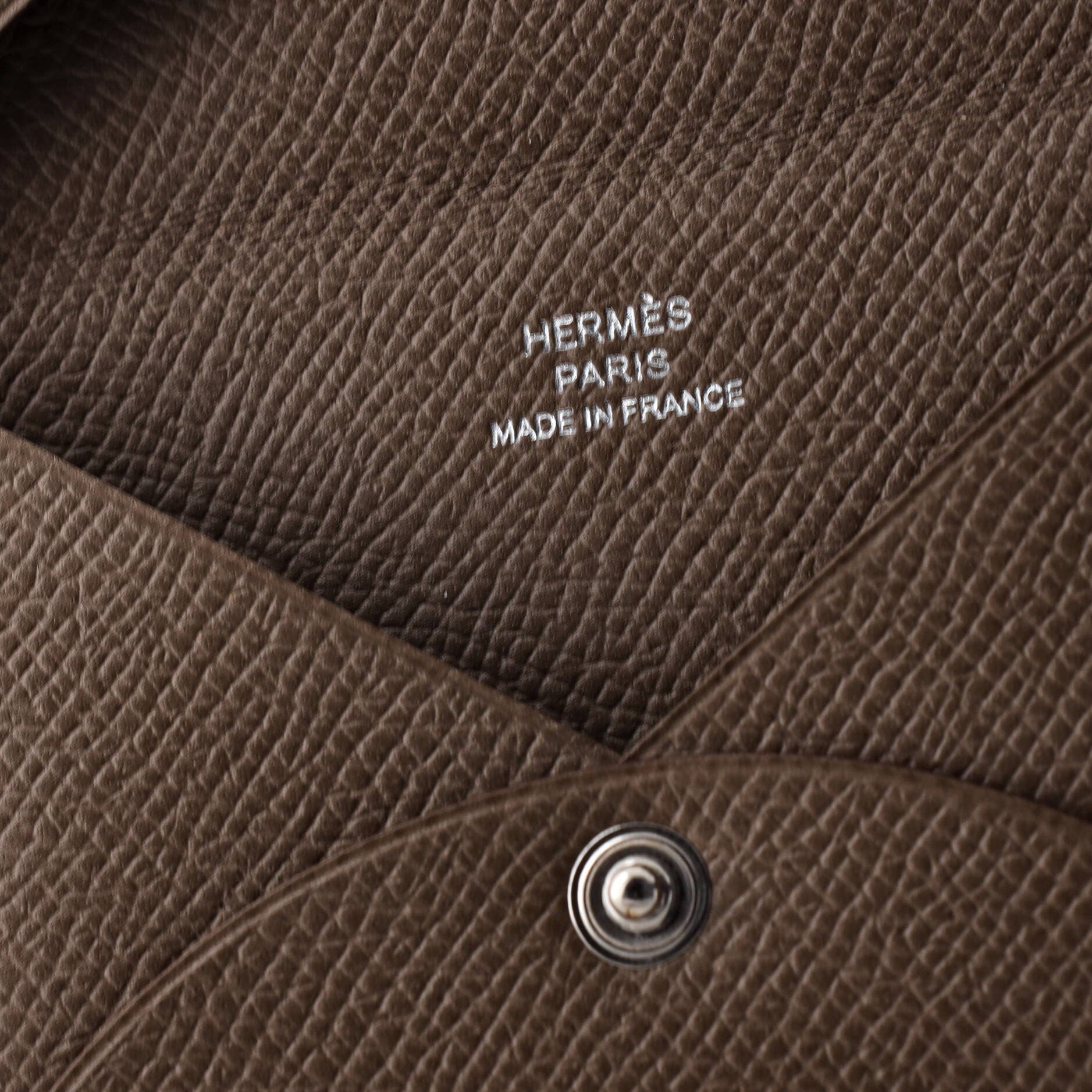 Pre-Owned Hermes Calvi Duo Card Holder Epsom, Alternate, color, Etoupe