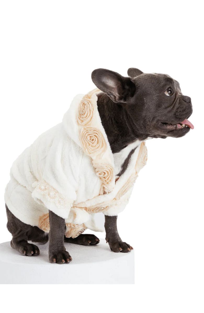 Moshiqa Juliet Dog Luxurious Bathrobe, Alternate, color, Cream