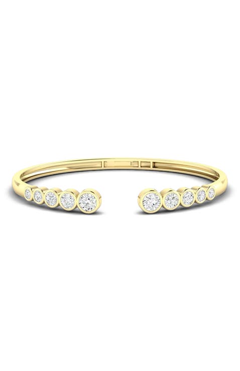 Bezel Cuff Bracelet Lab Diamond in 14K Gold