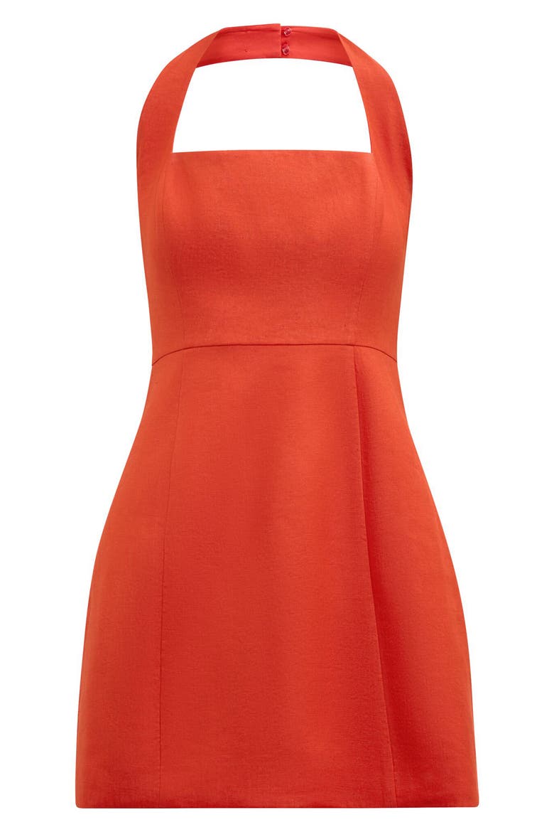 Stevie Halter Linen Minidress, Alternate, color, SPICY ORANGE