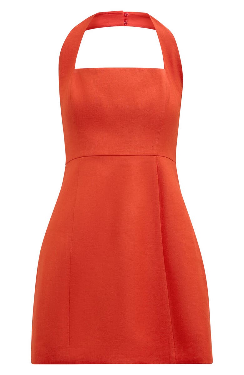 Ever New Stevie Halter Linen Minidress, Alternate, color, Spicy Orange
