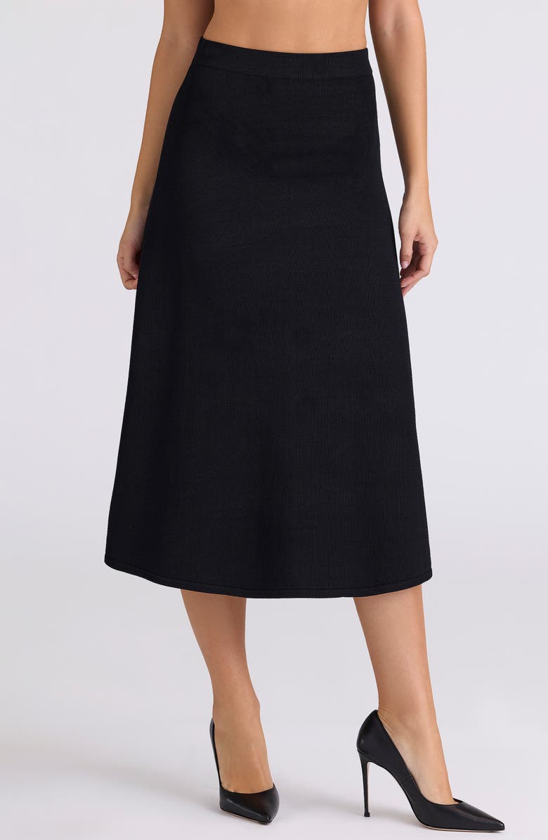 HOUSE OF CB Asti A-Line Sweater Midi Skirt, Main, color, Black