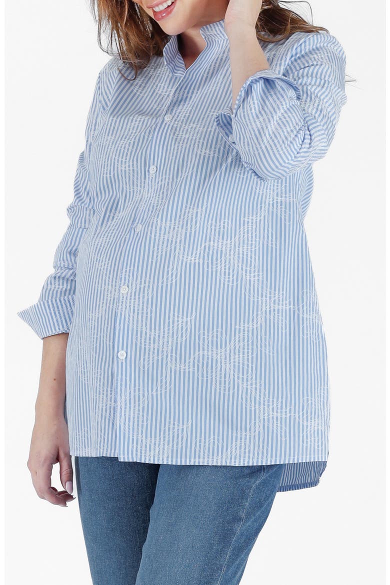 Camille Button-Up Maternity/Nursing Top, Main, color, BLUE