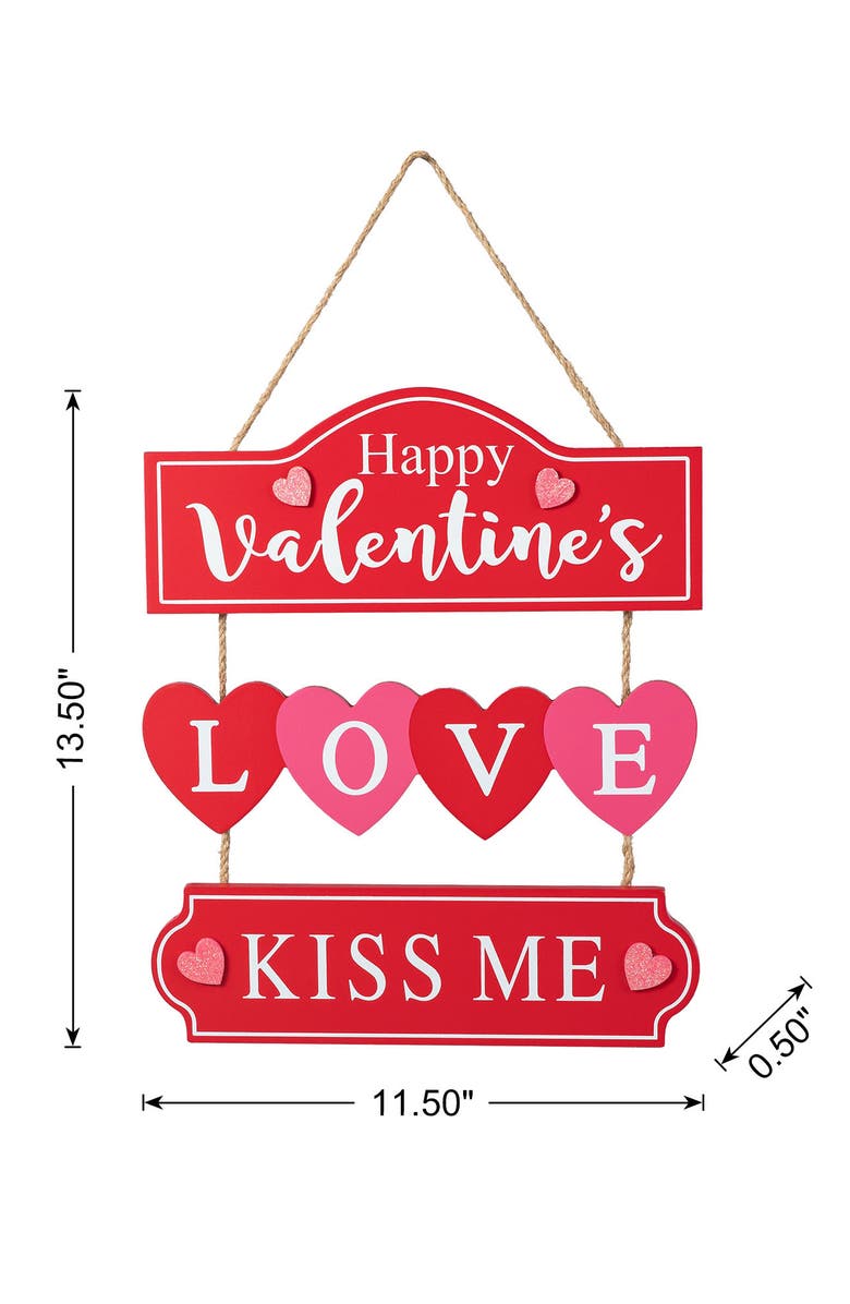 Glitzhome 14"H Valentine's Wooden LOVE Word Sign Wall Decor, Alternate, color, Red