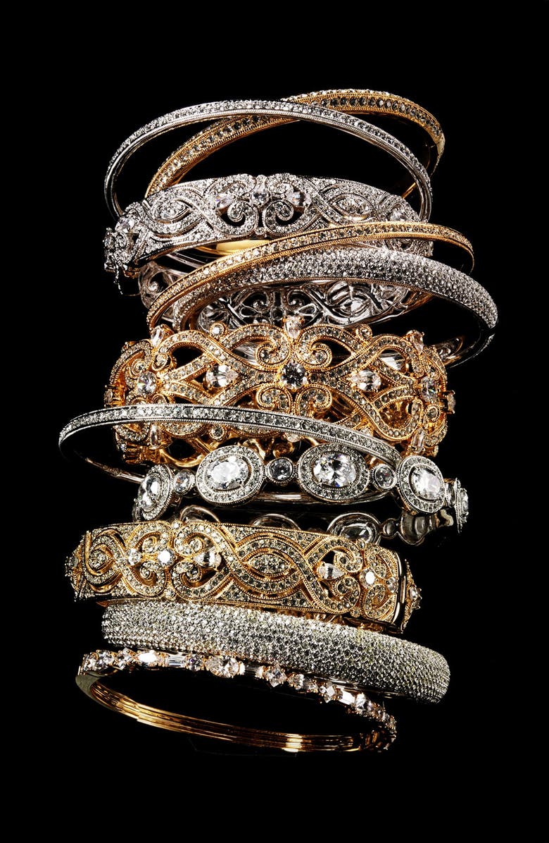 Nadri Crystal Scroll Bangle, Alternate, color, 