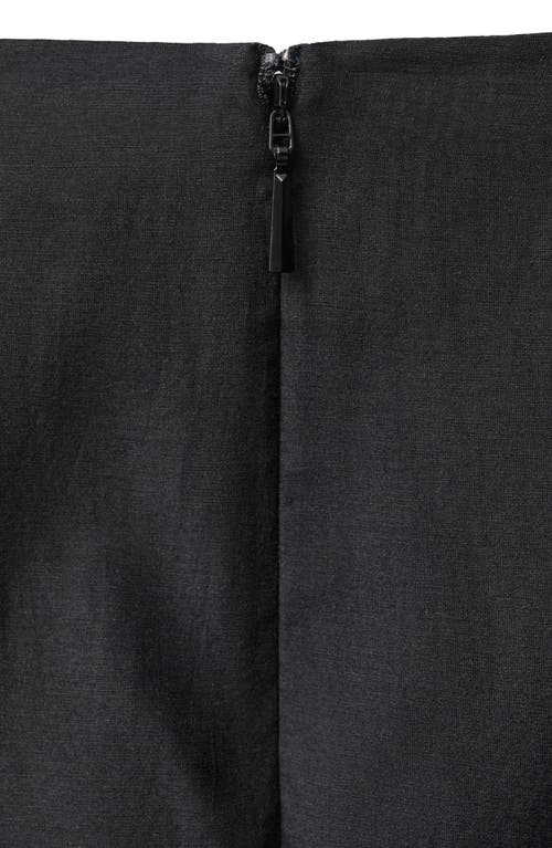 Mango Semisheer Cotton & Silk Midi Skirt In Black