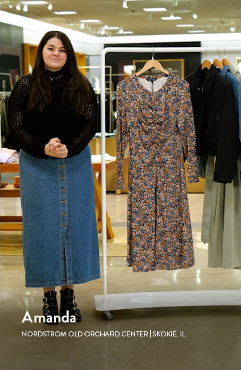 Gale Floral Long Sleeve Cotton Knit Midi Dress, sales video thumbnail