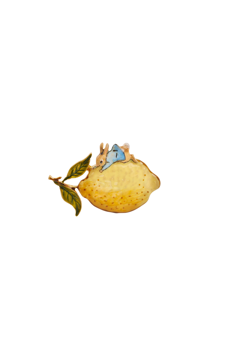 Fable England x Peter Rabbit Lemon Brooch, Main, color, Gold
