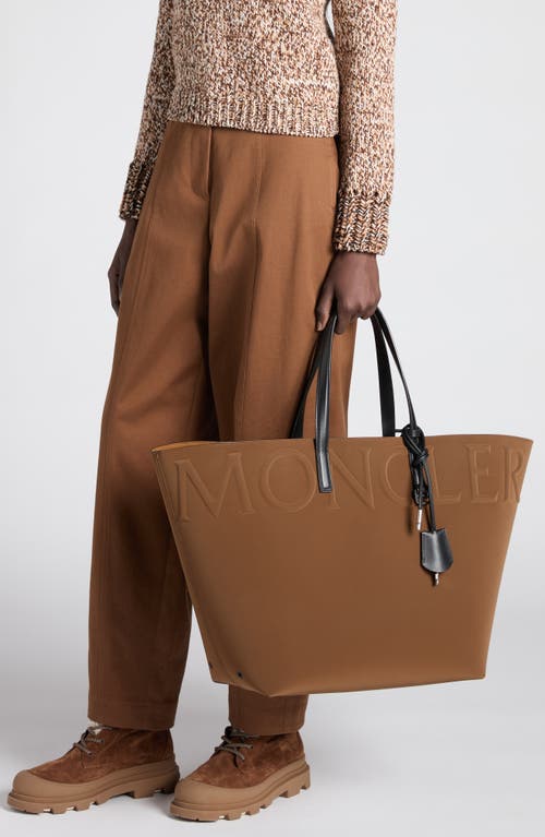 Moncler Very Large Rubberised Tote Bag In Brown