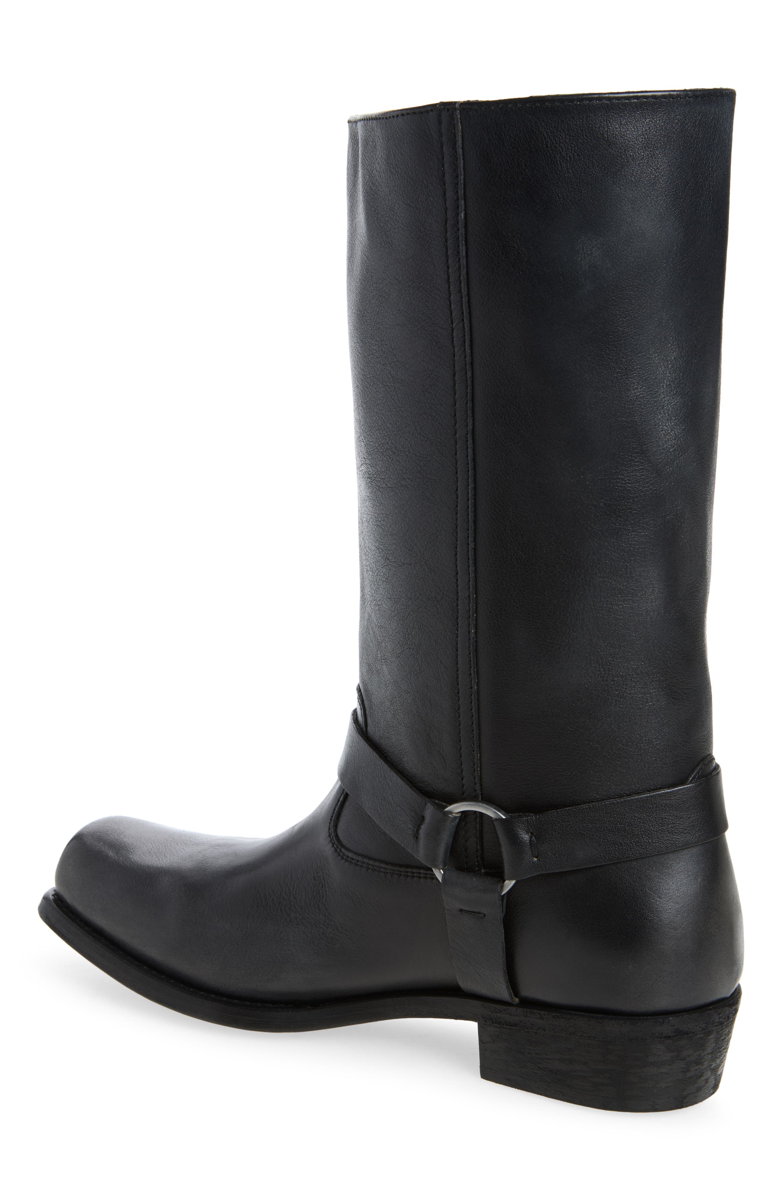 Biker Square Leather Boot, Alternate, color, BLACK