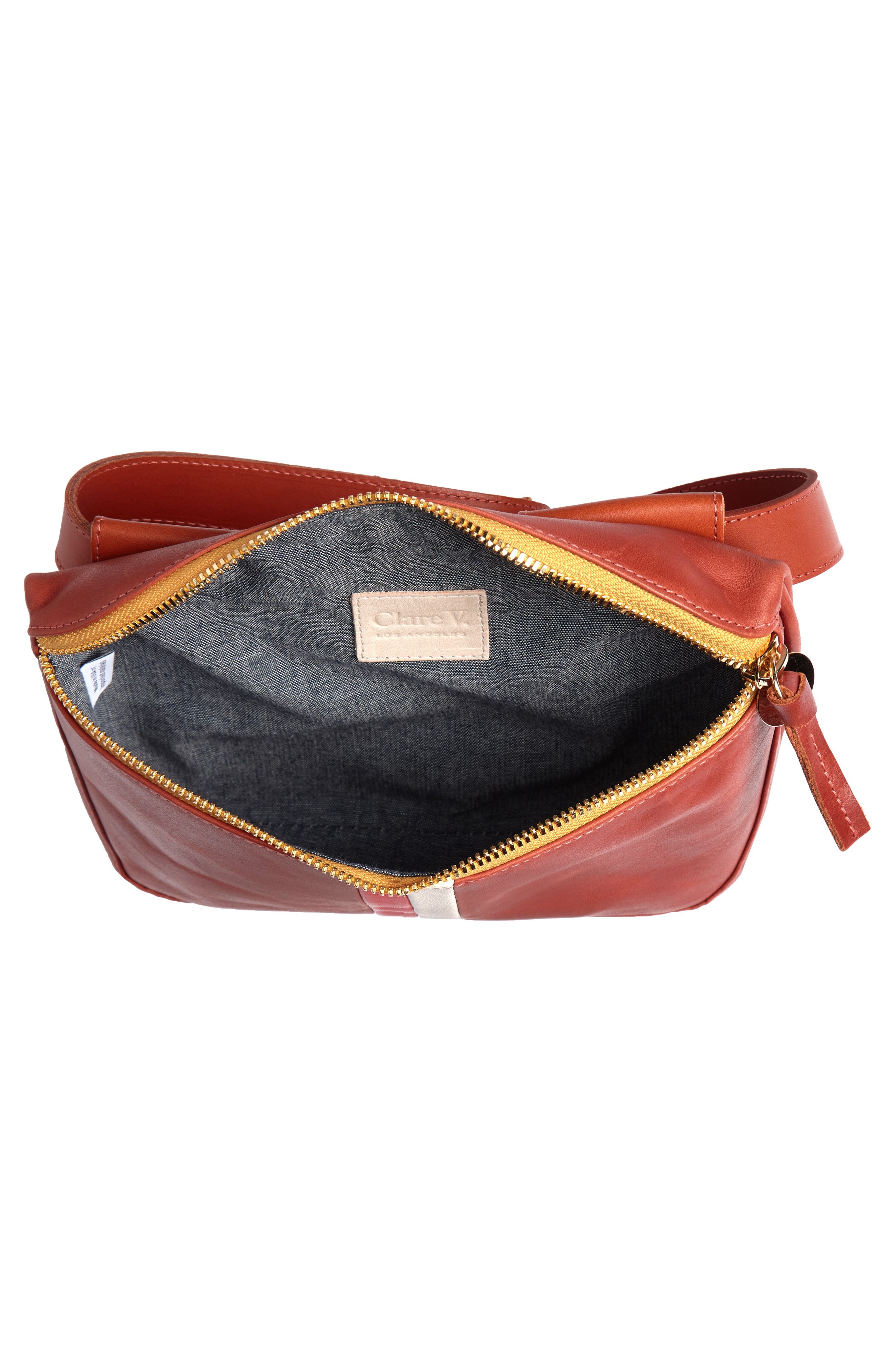 Leather Fanny Pack, Alternate, color, COGNAC VEG STRIPE