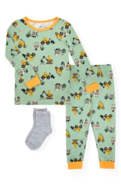 Construction Fitted Two-Piece Pajamas & Socks Set (Toddler)