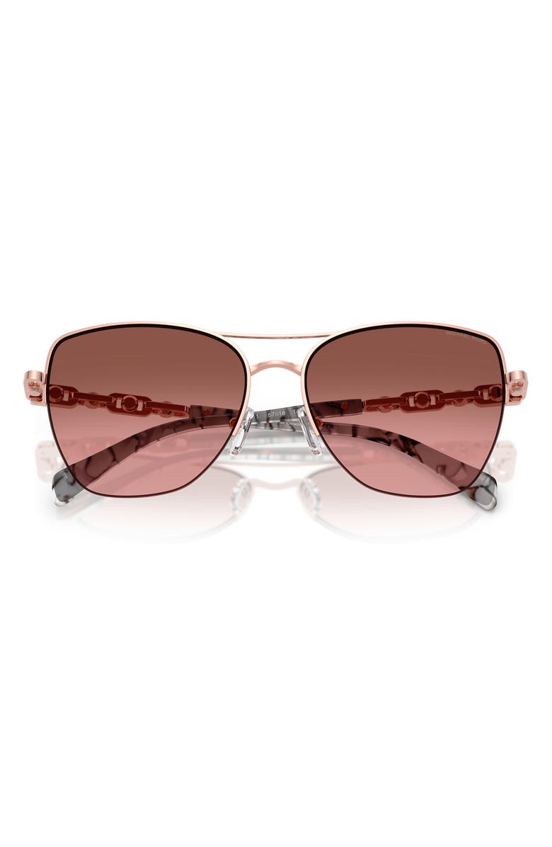 Michael Kors Dorado Beach 57mm Square Sunglasses, Alternate, color, Rose Gold Shiny / Brown Rose