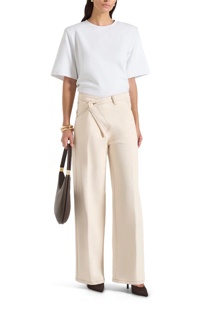Manière De Voir Astrid Wrapover Wide Leg Jeans, Alternate, color, Cream
