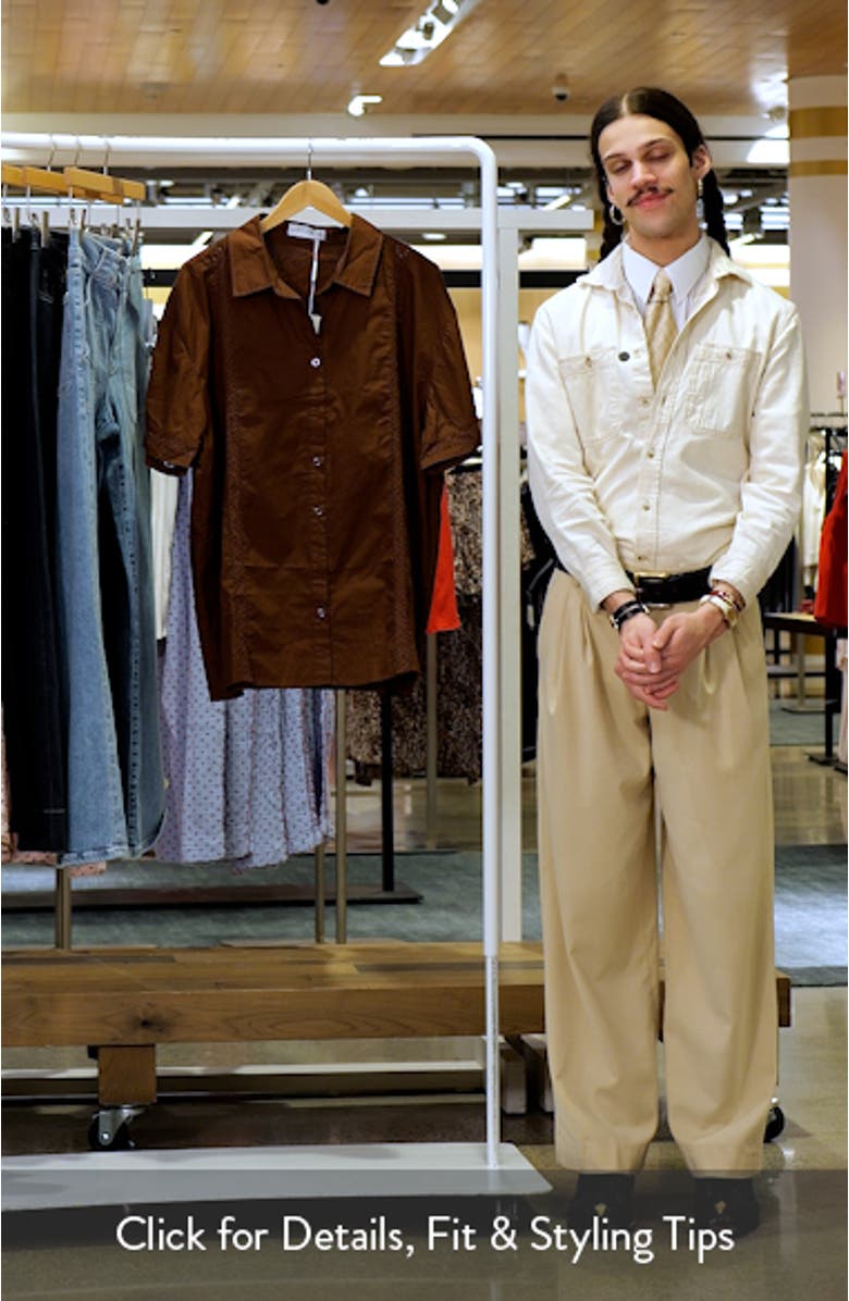 Austin Eyelet Trim Short Sleeve Cotton Button-Up Shirt, sales video thumbnail