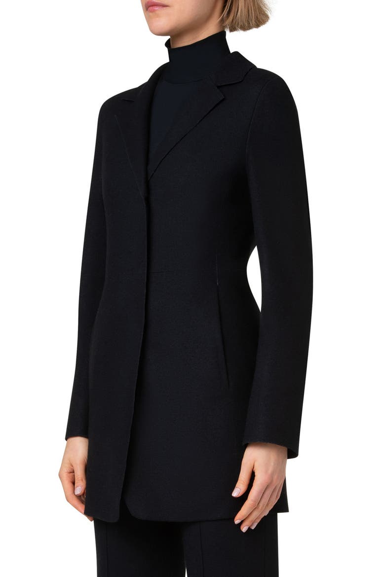 Felted Wool Long Jacket, Alternate, color, BLACK