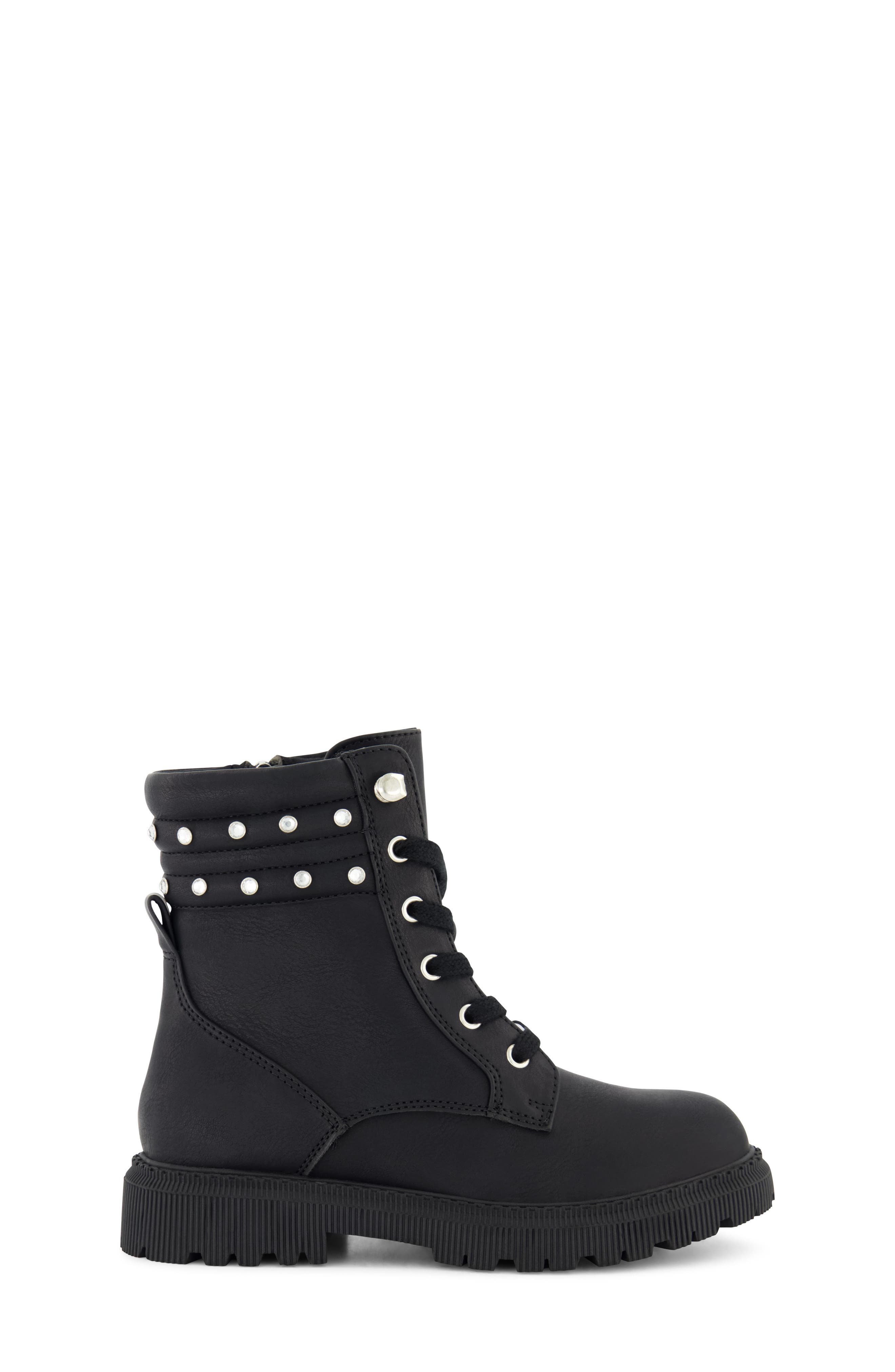 DKNY Kids' Ava Embellished Lug Sole Boot, Alternate, color, Black