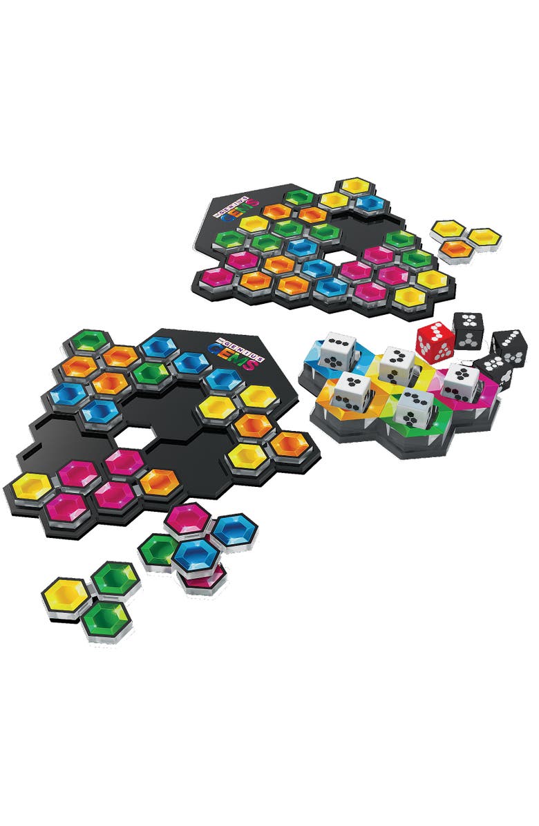 Mukikim Genius Gems. The 10794 Solution STEM Puzzle Game! Roll The Dice & Race Your Opponent to Fill The Grid by Using Different Shapes! Promotes Problem Solving Training, Alternate, color, Genius Gems