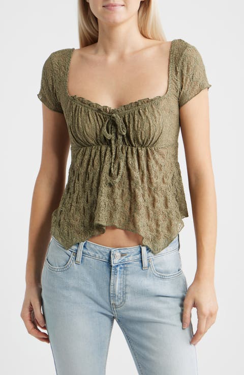 Piper Asymmetric Hem Stretch Lace Top