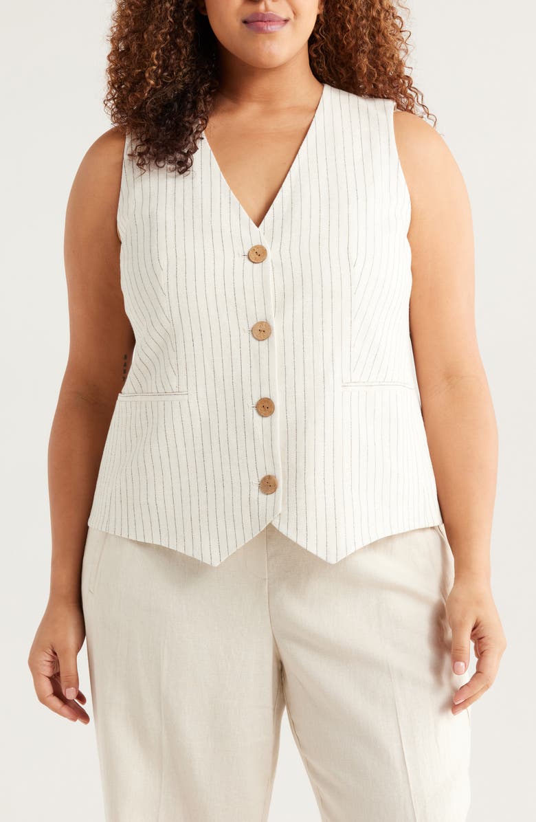 Jones New York Pinstripe Vest, Main, color, 