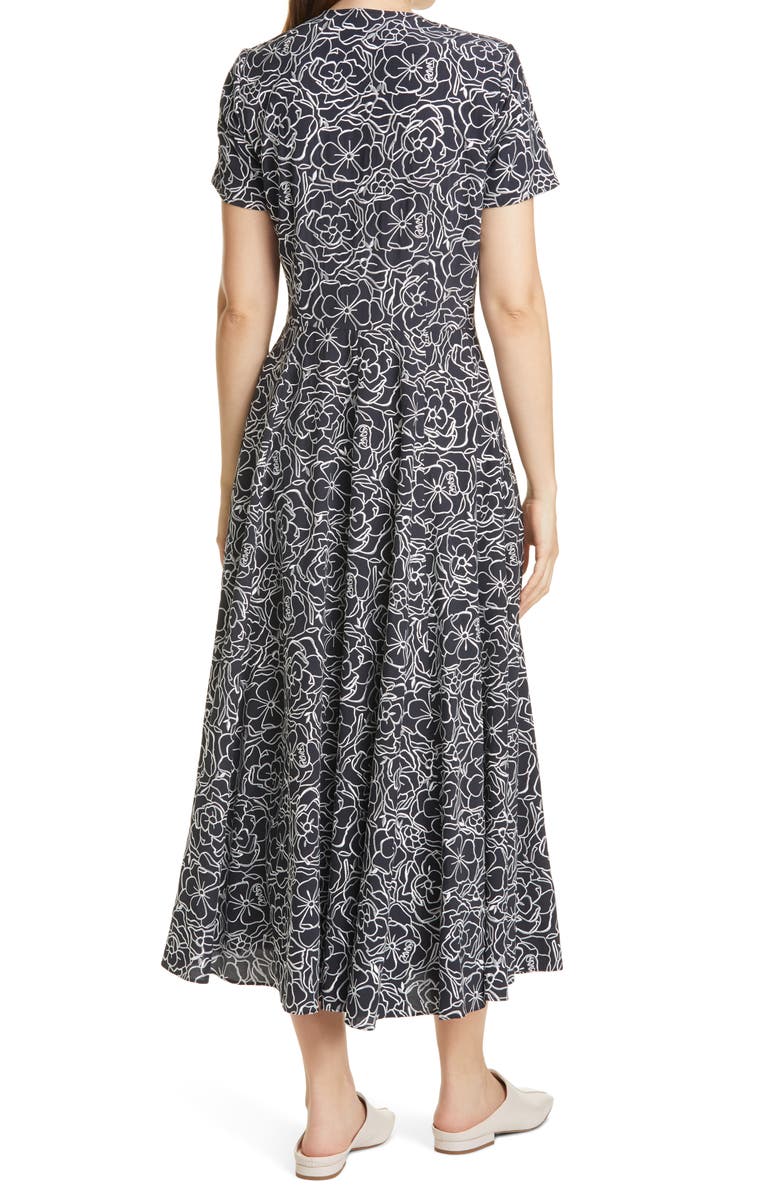 Dyvna Print Button Front Silk Blend Midi Dress, Alternate, color, 