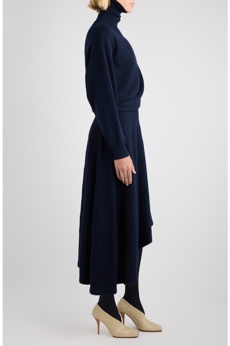 Cutout Long Sleeve Turtleneck Sweater Dress, Alternate, color, MINUIT