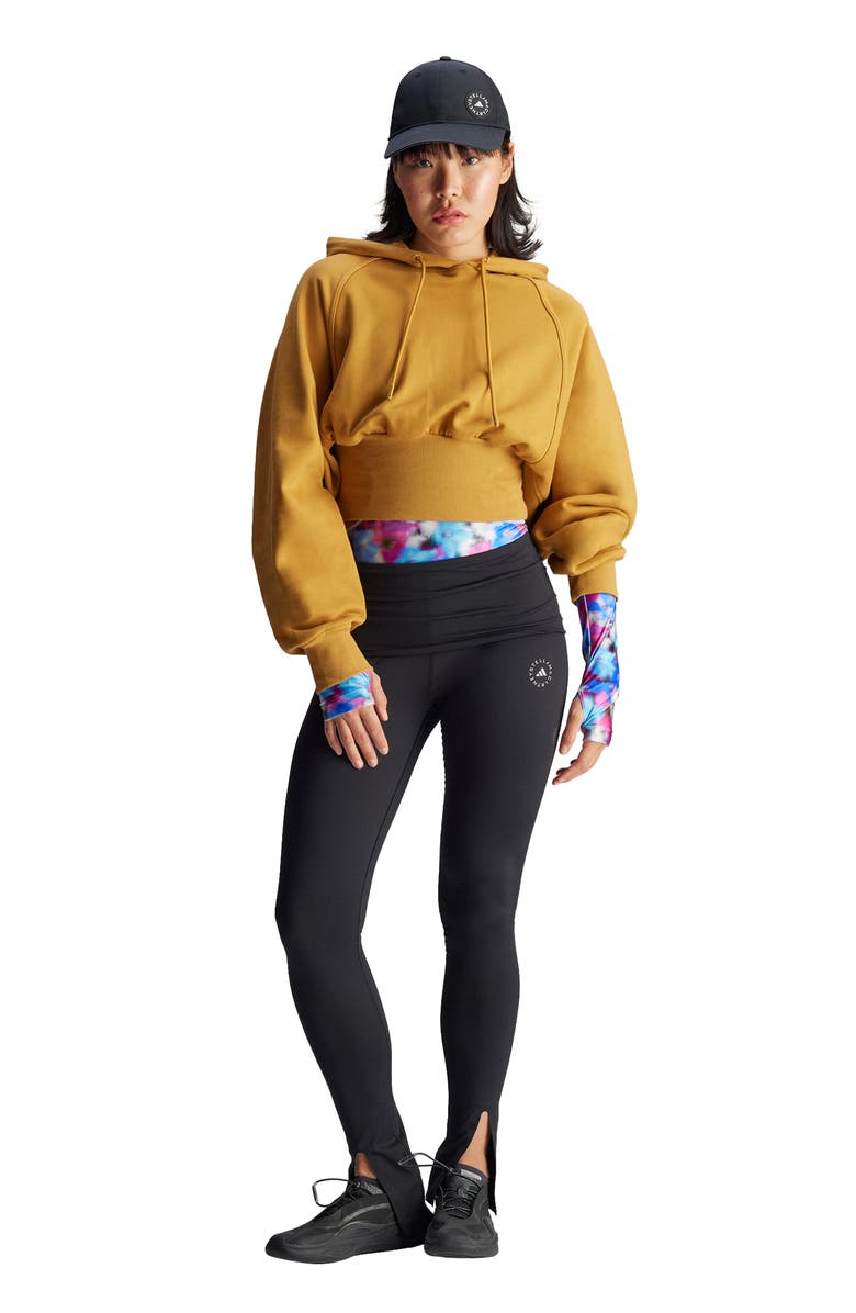 adidas by Stella McCartney Cropped French Terry Hoodie, Alternate, color, Dessert Dune