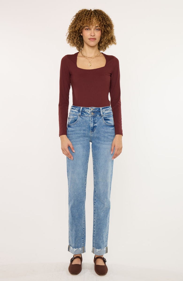 KanCan Kianna Essentials High Rise Slim Straight Leg Jeans, Alternate, color, Medium Wash