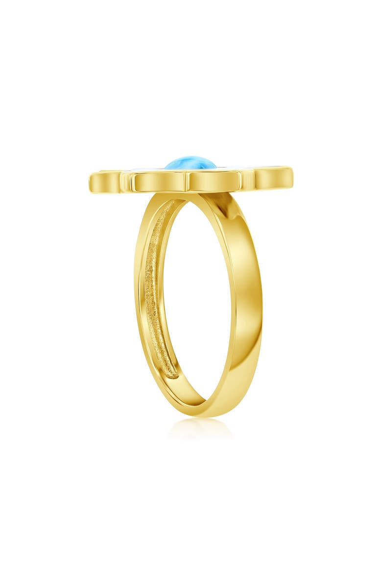 Larimar & Mother-of-Pearl Flower Ring, Alternate, color, BLUE/ GOLD
