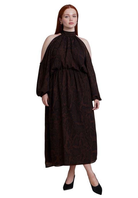 Cold Shoulder Chiffon Maxi Dress (plus)
