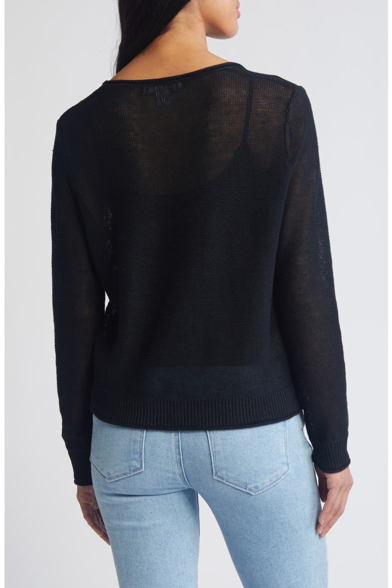 Cedar V-Neck Linen Sweater, Alternate, color, BLACK