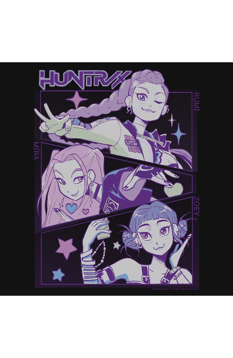 KPop Demon Hunters Girl's KPop Demon Hunters HUNTR/X Group Comic Panels  Graphic T-Shirt, Alternate, color, Black