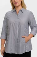 Foxcroft Cici Stripe Cotton Tunic Blouse