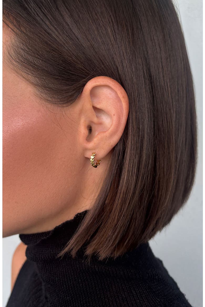 Leaf Huggie Hoop Earrings, Alternate, color, GOLD