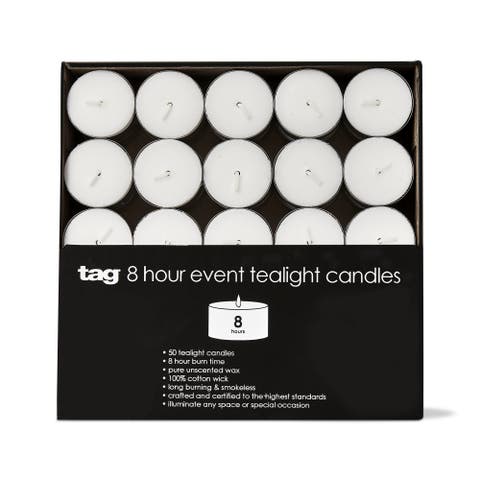 50 White Tealight Candles 8 Hour Burn Time Everyday Use