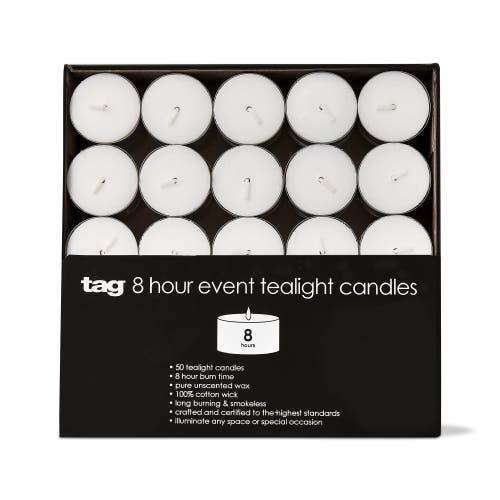 Tag 50 White Tealight Candles 8 Hour Burn Time Everyday Use In Multi