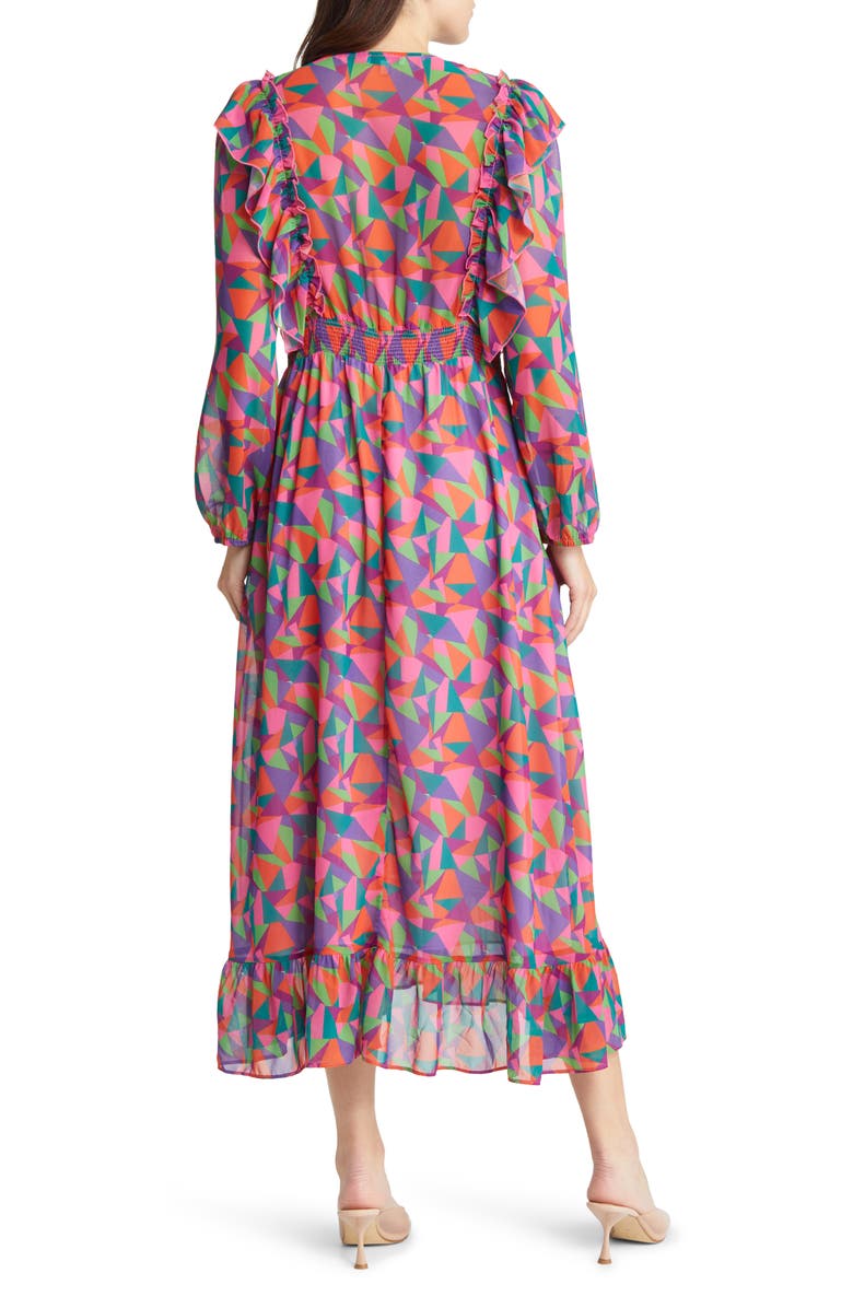 AREA STARS Geometric Print Long Sleeve Dress, Alternate, color, Multi