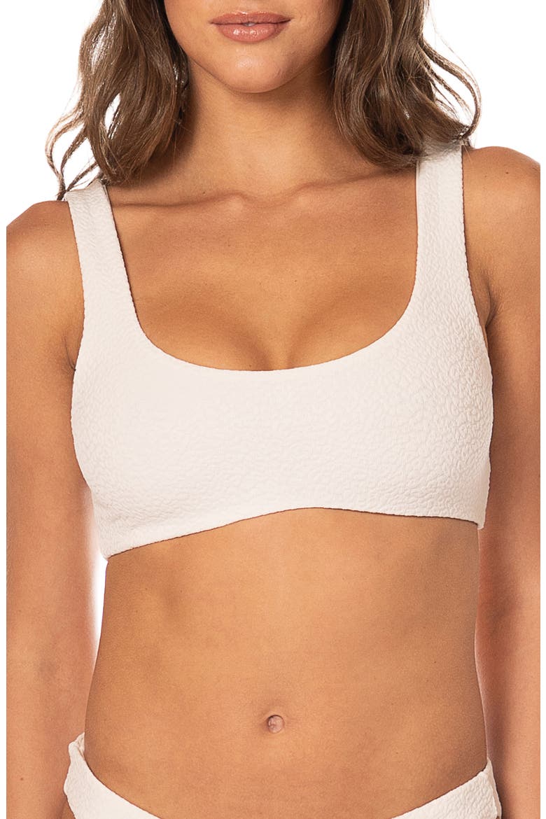 Coconut Milk Dazzle Lace-Up Reversible Bikini Top, Alternate, color, WHITE