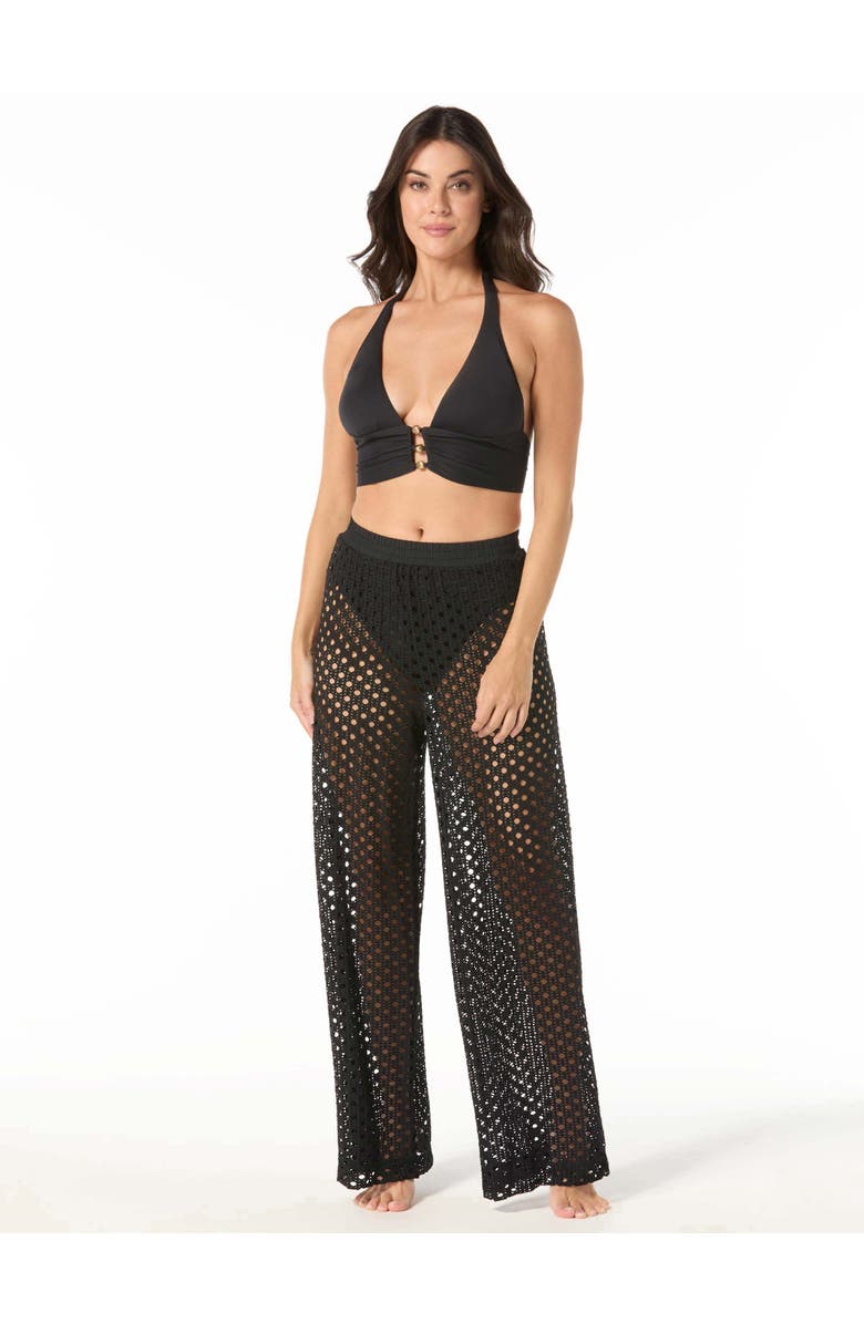 Carmen Marc Valvo Beaded Halter Bikini Top, Alternate, color, Black